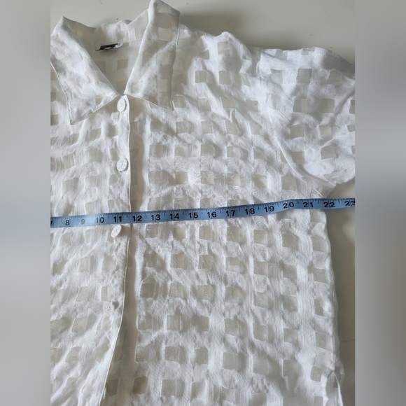 Ivano Boni Sheer Grid Plaid Cover-up Overlay Shirt White Large? - Picture 12 of 12